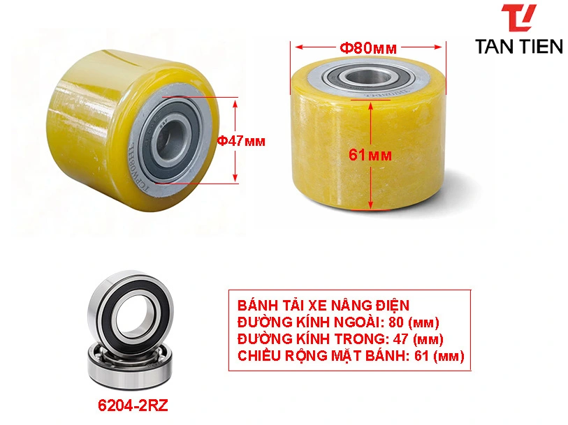 Bánh Chịu Tải Xe Nâng 80×61-47